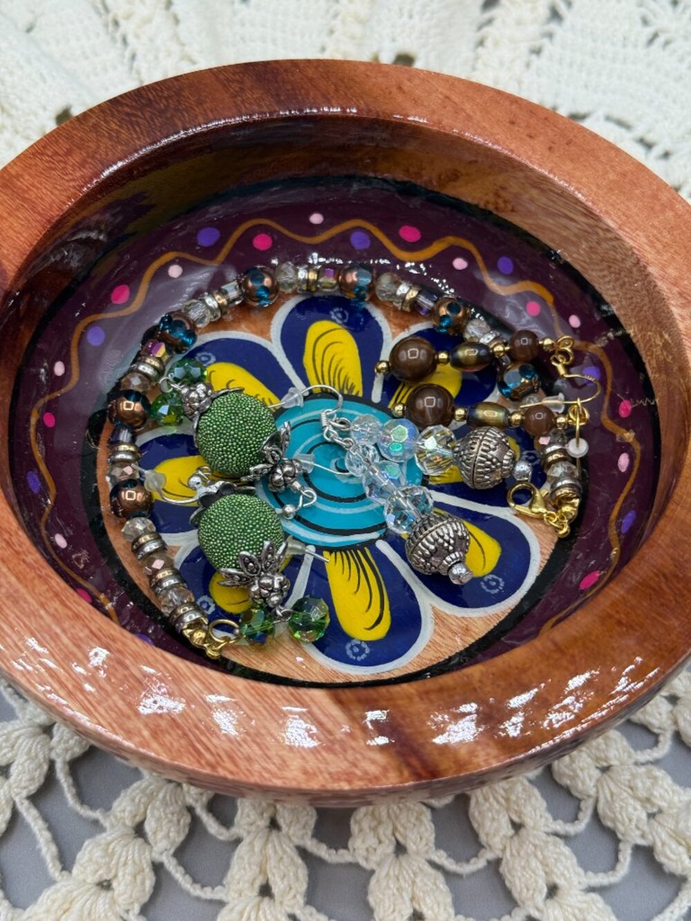 VTG Roberto Rios Mexican Folk Art Painted Wood Bowl - Picture 6 of 7